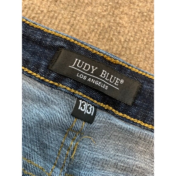 Judy Blue Jeans Womens 13/31 Mid Rise Skinny Raw Hem Dark Wash Stretch Y2K Denim - Picture 7 of 9